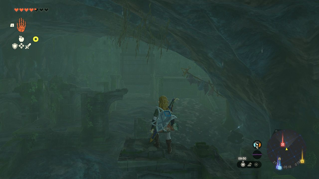 The Legend of Zelda: Kingdom of Tears - Link to view a flooded room inside Zorana Caverns in Upland
