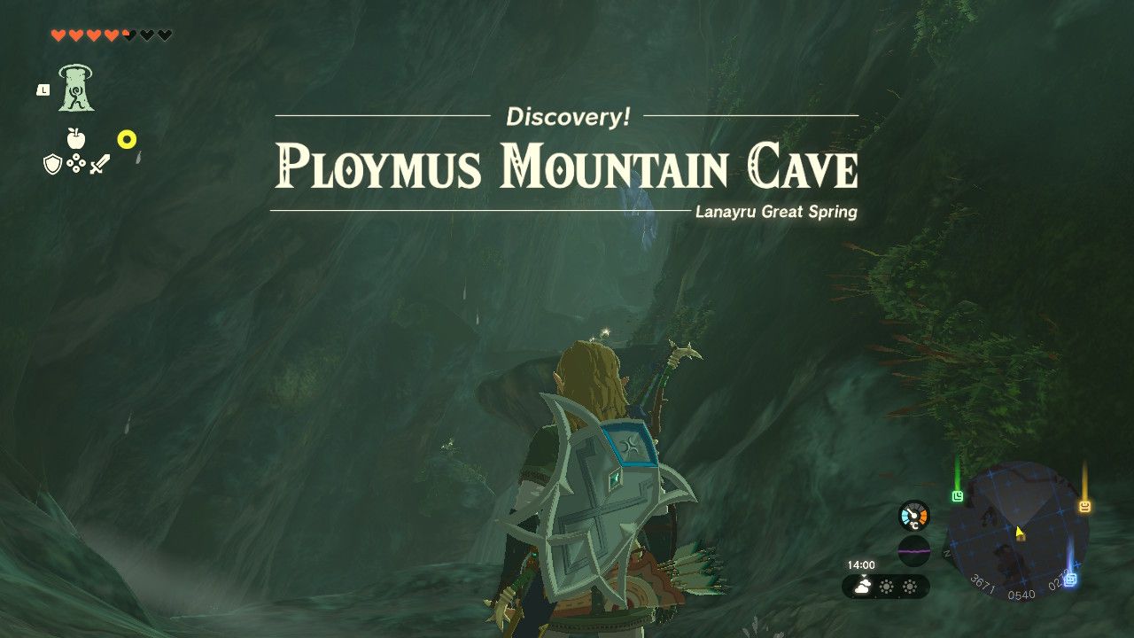 The Legend of Zelda Tears of the Kingdom - Link standing in a cave on Mount Ploimus