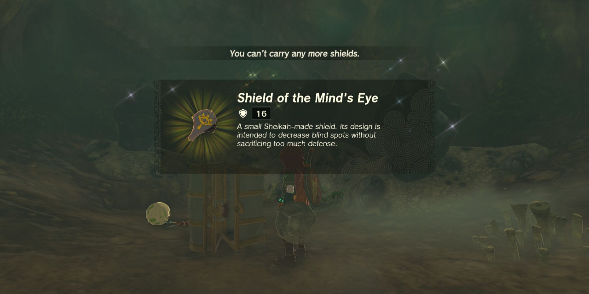 The Legend of Zelda: Tears of the Realm - Link finds the Soul Eye Shield in a chest