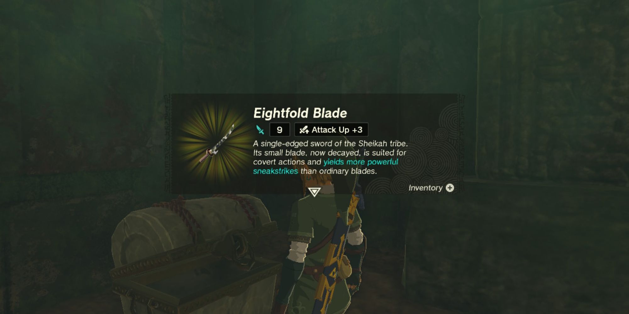 The Legend of Zelda: Tears of the Realm - Link grabs the Eightfold Blade from the chest