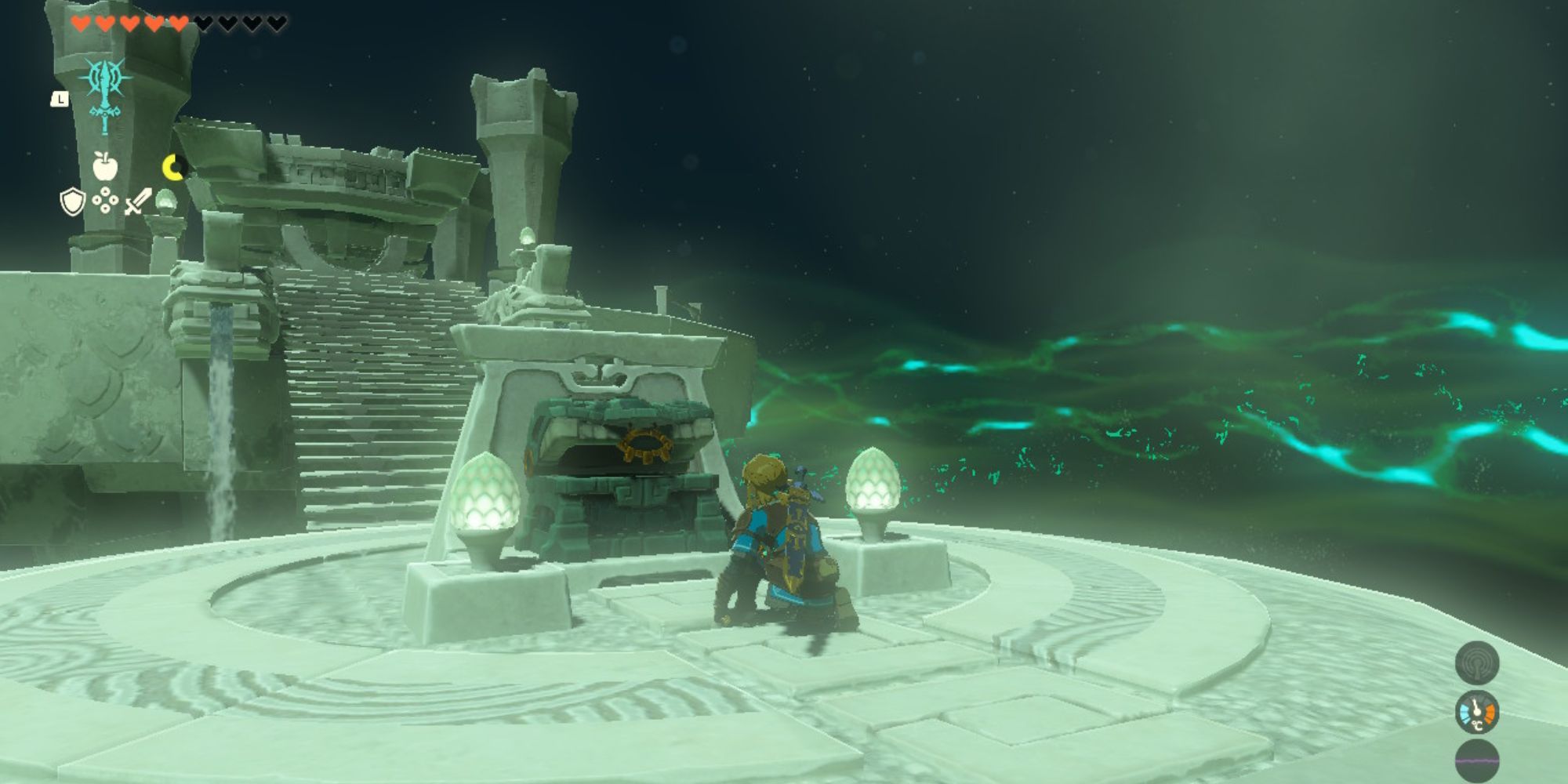 The Legend of Zelda: Tears of the Realm - Link stares at an empty chest in Rauru's blessing