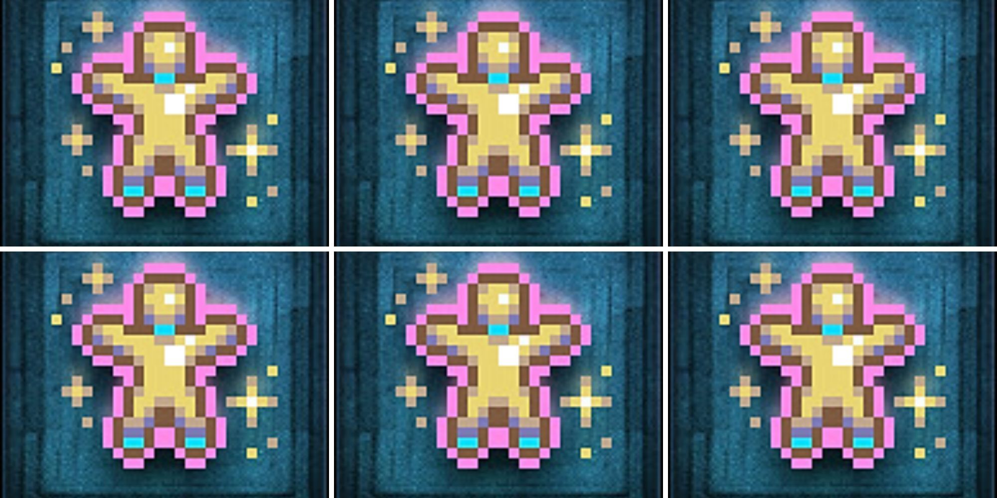 Repeating yellow and pink Introspection achievement pattern.