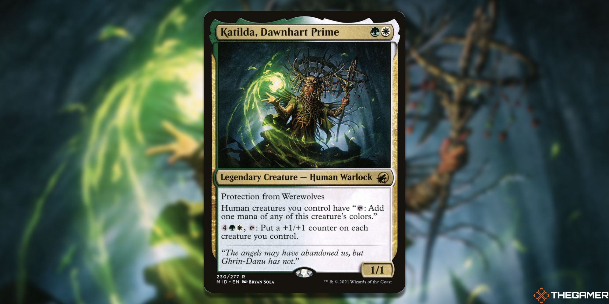 Image of the Katilda, Dawnhart Prime card in Magic: The Gathering, with art by Bryan Sola