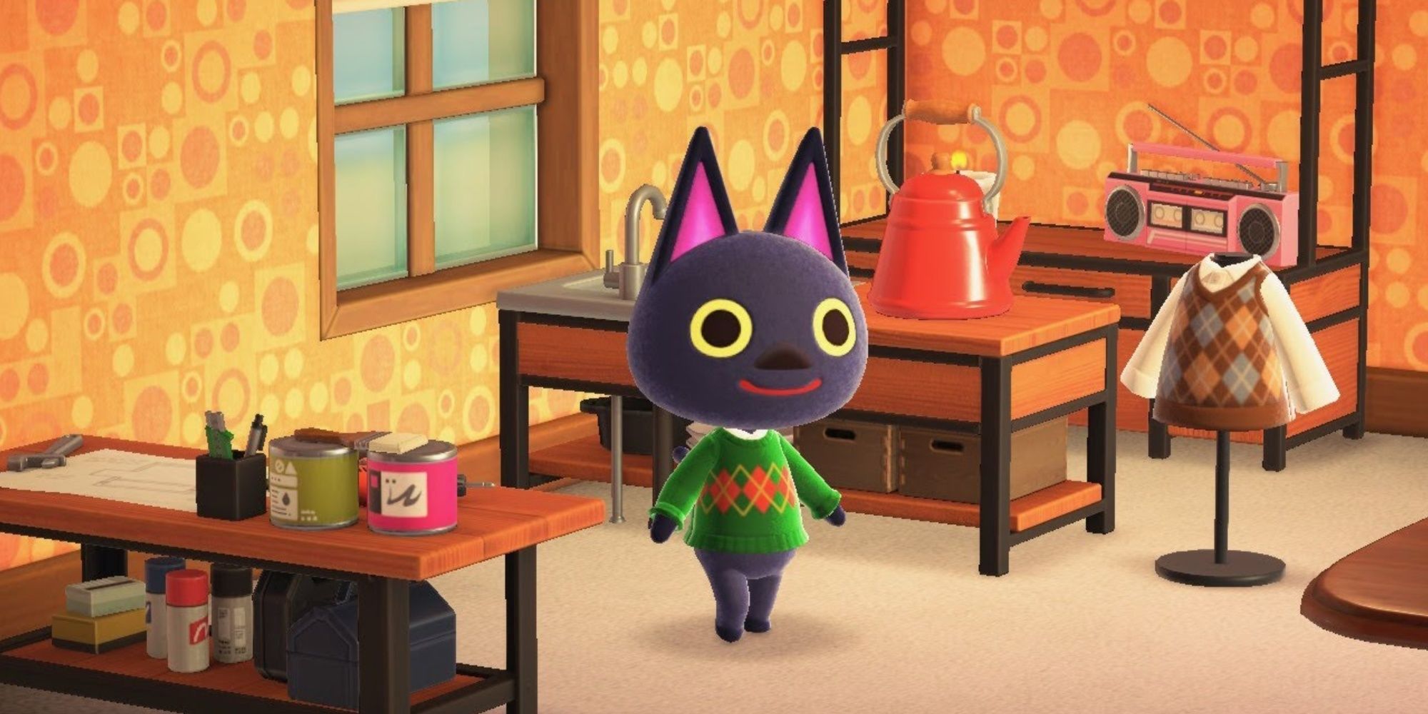 Kiki in her house in Animal Crossing New Horizons