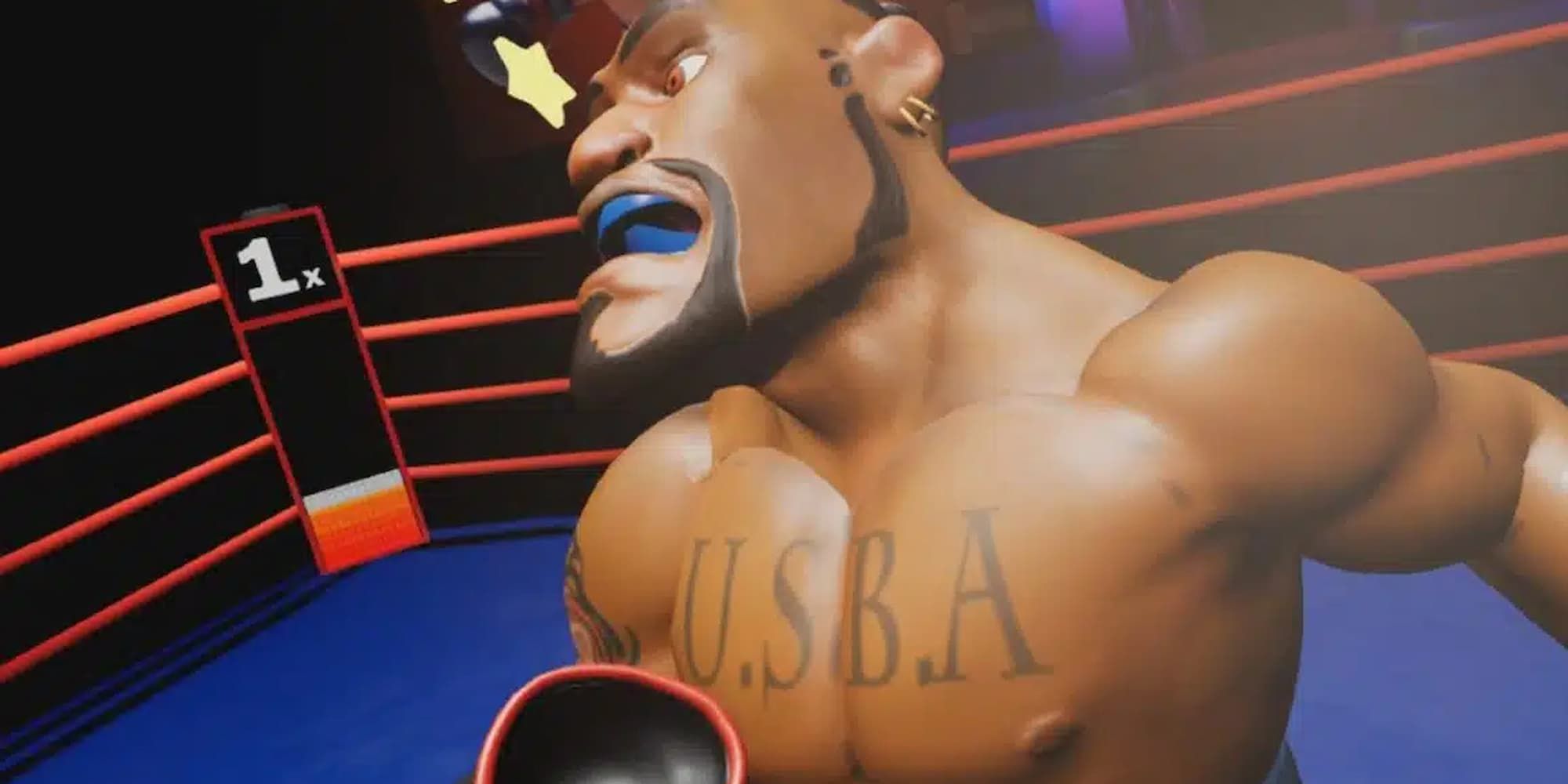 The player knocks out an opponent in Knockout League.