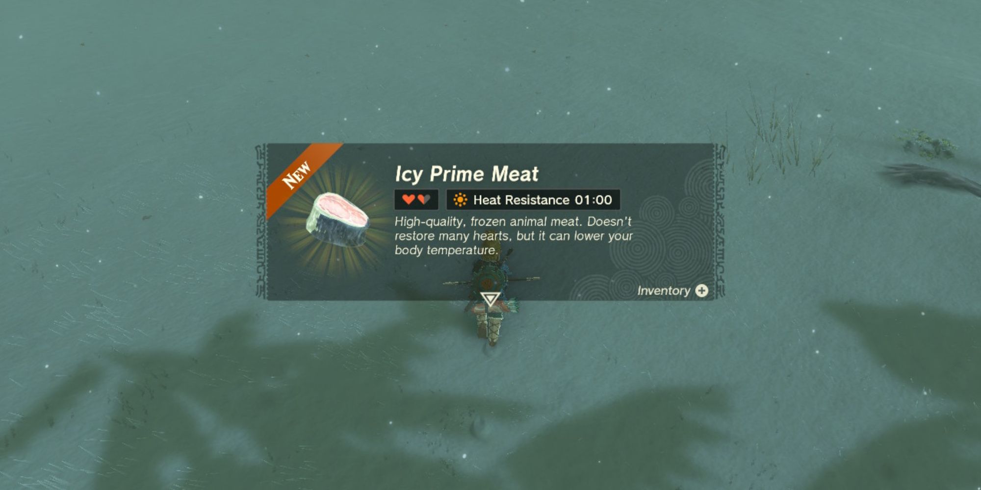 The Legend of Zelda: Tears of the Kingdom, Ice Prime Meat Picked Up in the Tabantha Snowfield