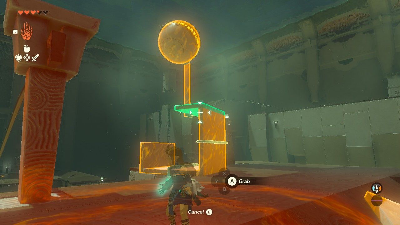 Link at Lunakit Shrine while shedding tears of the kingdom in the form of carrying the ball over the final platform