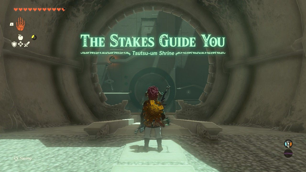 Link enters Tsutsuum Shrine in The Legend of Zelda: Kingdom of Tears