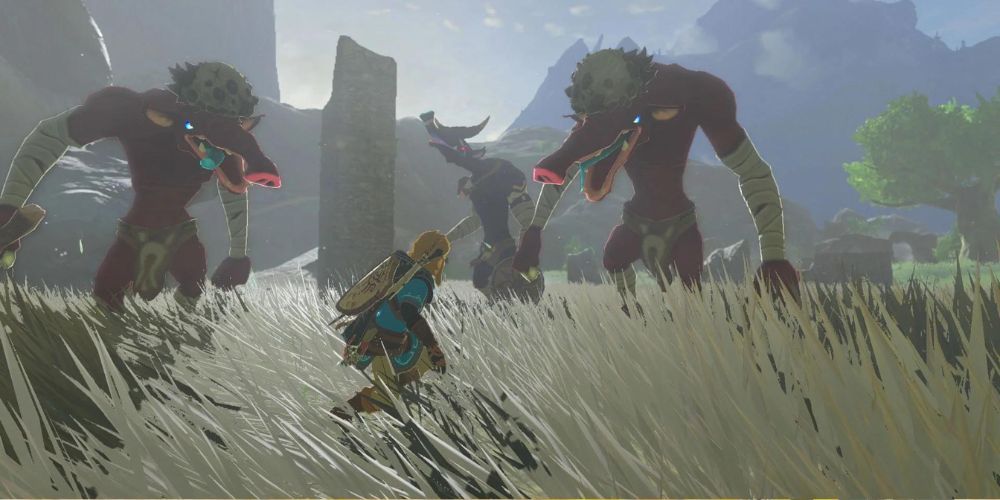 Link fighting a group of enemies in Kingdom of Zelda Tears