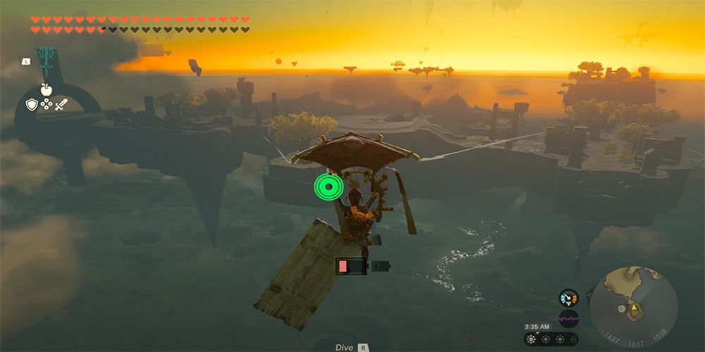 Link to gliding through the sky islands with a paraglider in The Legend of Zelda: Tears of the Kingdom