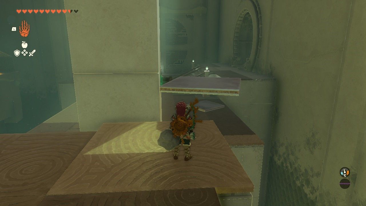 Link in front of the pillar on the right side of The Legend of Zelda: Tears of the Kingdom
