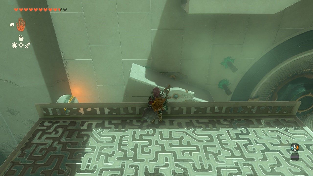 Link staring at the stuck platform in The Legend of Zelda: Tears of the Kingdom