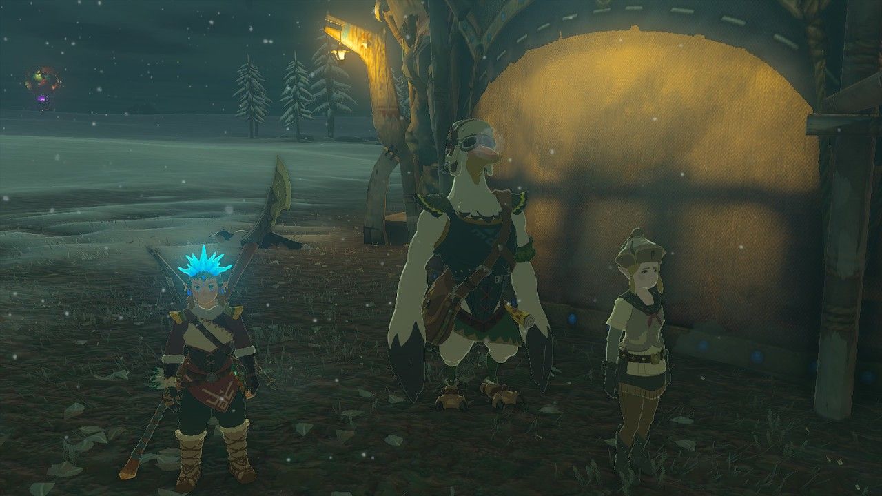 Link, Pen, and the stables watching over where Zelda's golden horse ran with Coltin in the background with a sighting of the Princess A Guide to Tears of the Kingdom Where all quests start