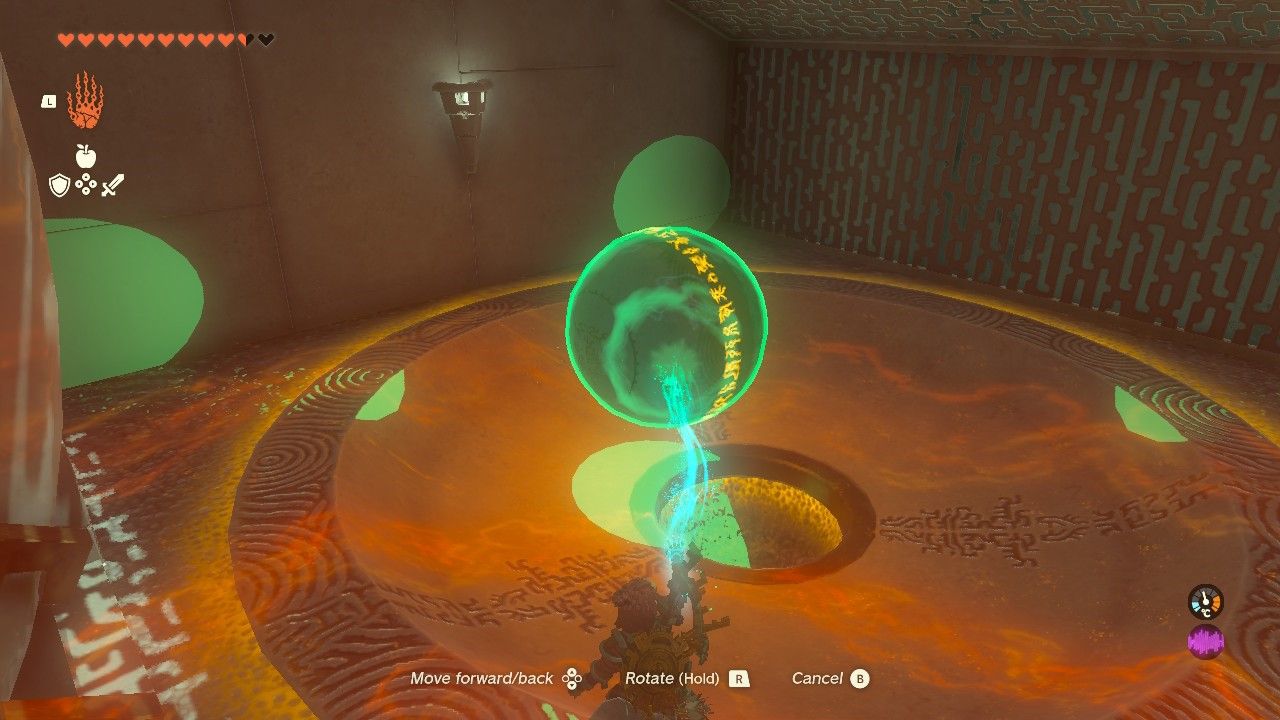 Link using Ultra Hand to move the ball in The Legend of Zelda: Tears of the Kingdom