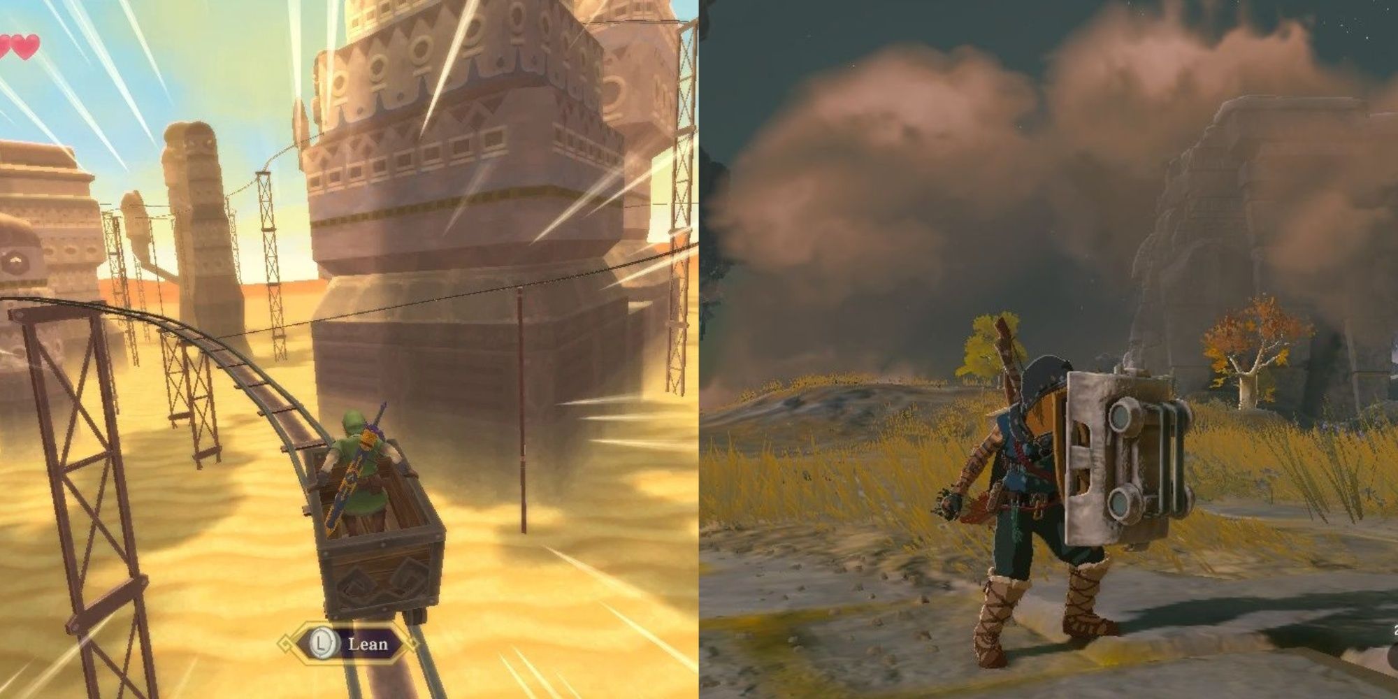 Link with a minecart in SKyward Sword and Tears of the Kingdom