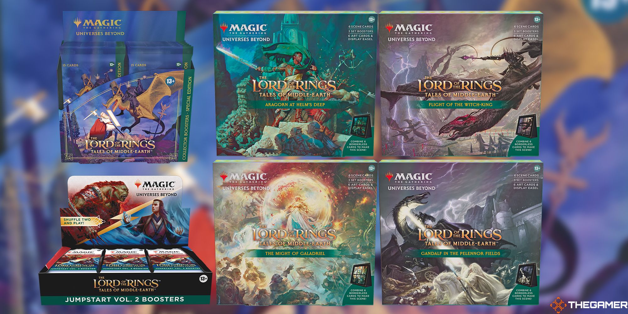  Magic The Gathering The Lord of The Rings: Tales of  Middle-Earth Scene Box - Gandalf in Pelennor Fields (6 Scene Cards, 6 Art  Cards, 3 Set Boosters + Display Easel) : Toys & Games