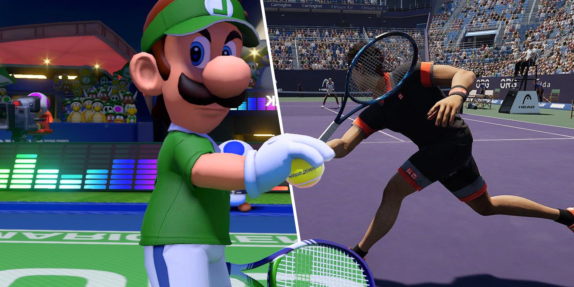 luigi versus a tennis player from matchpoint tennis championships 