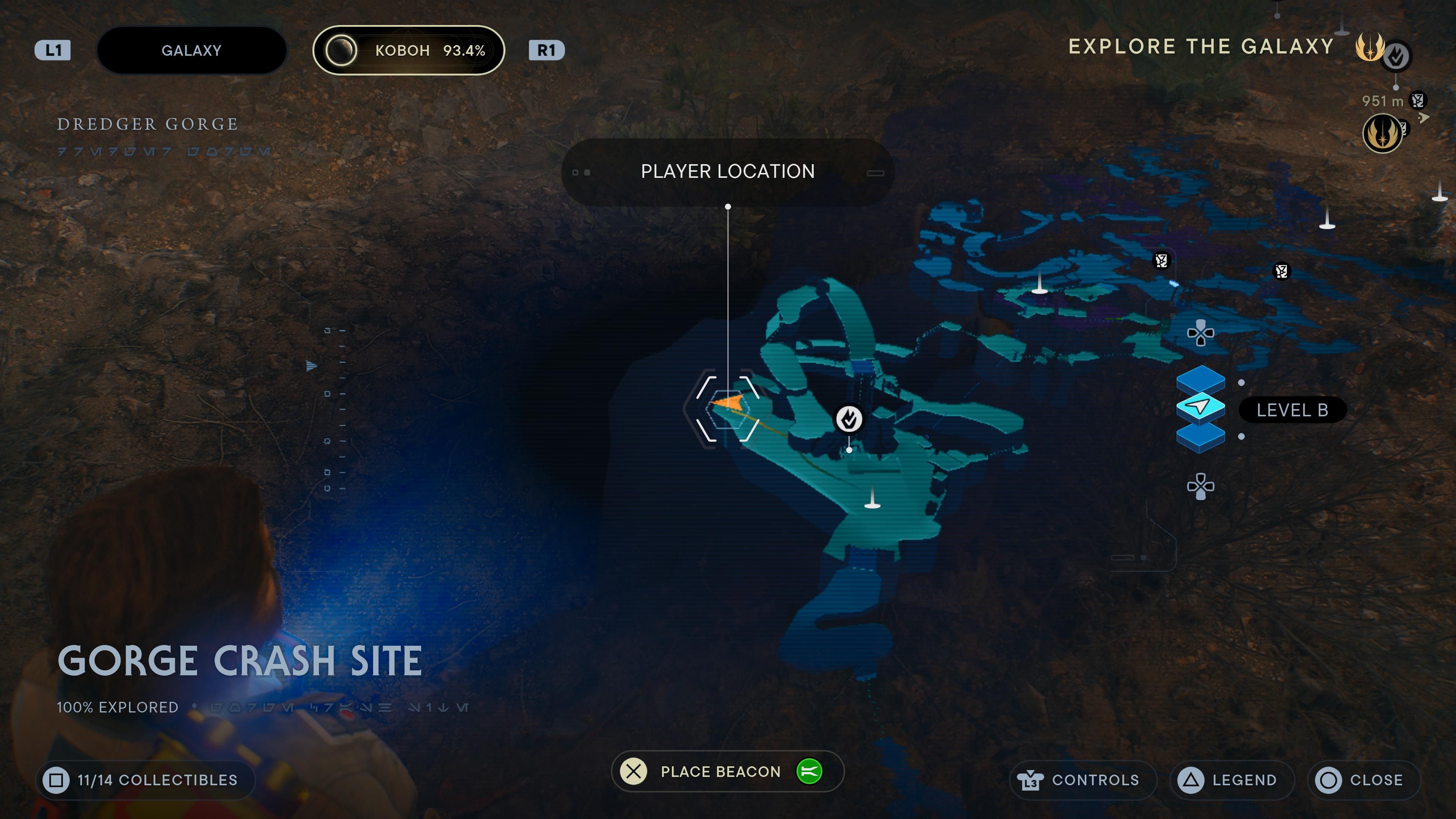 Map location of Bd-1 scan in The Gorge Crash Site in Jedi Survivor