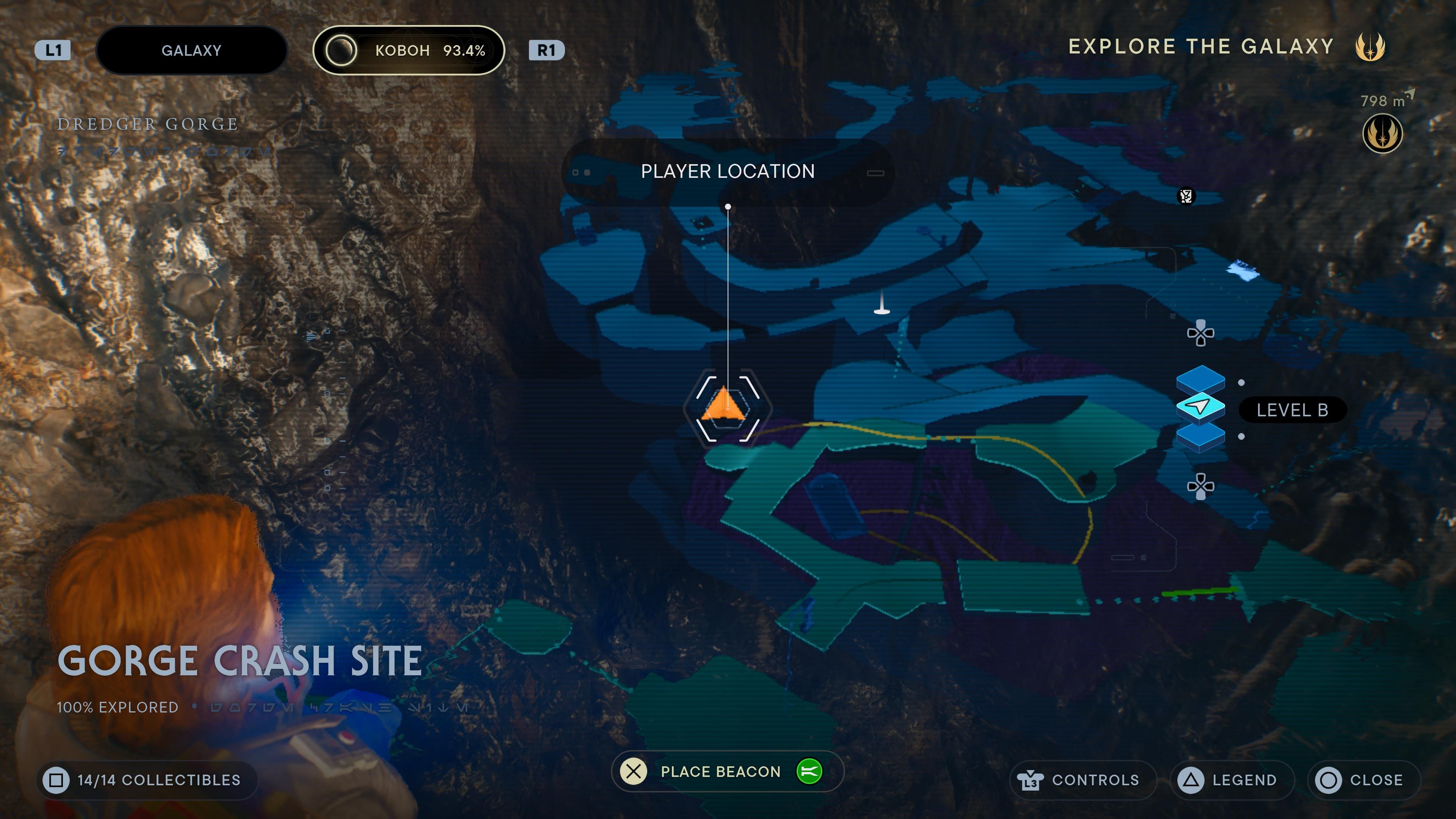 Map location of seed pod 4 in the Gorge Crash Site in Jedi Survivor