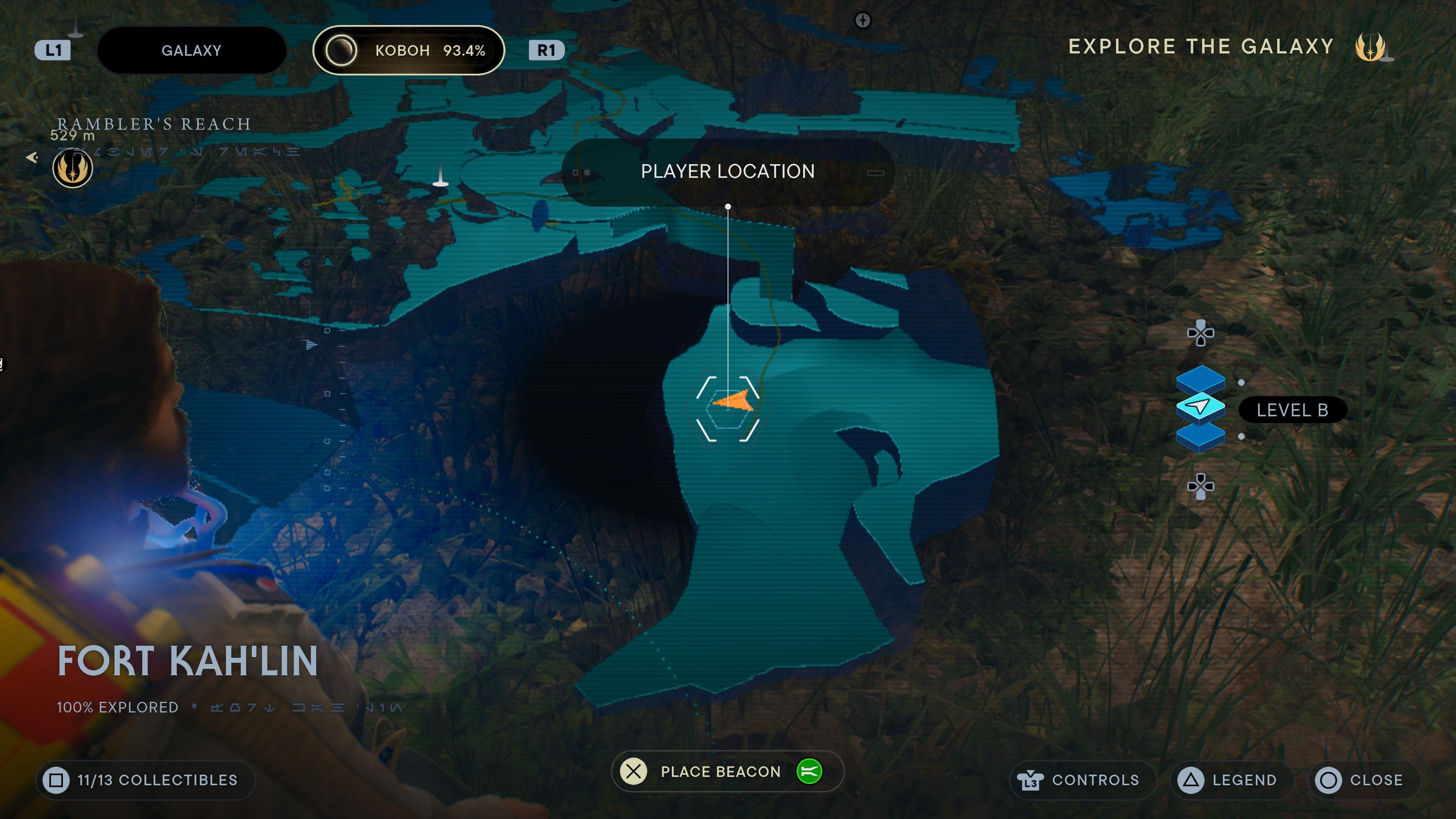 Map showing seed pod 1 location in Fort Kah'lin in Jedi Survivor