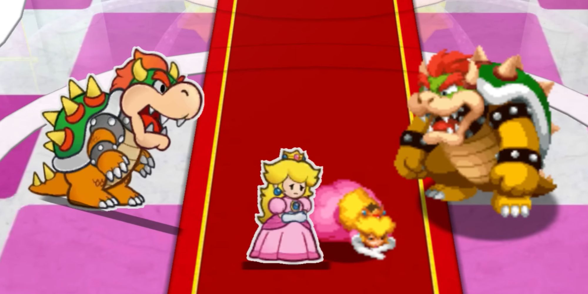 Mario & Luigi Paper Jam - Bowser And Paper Bowser Getting Ready To Kidnap Peach And Paper Peach