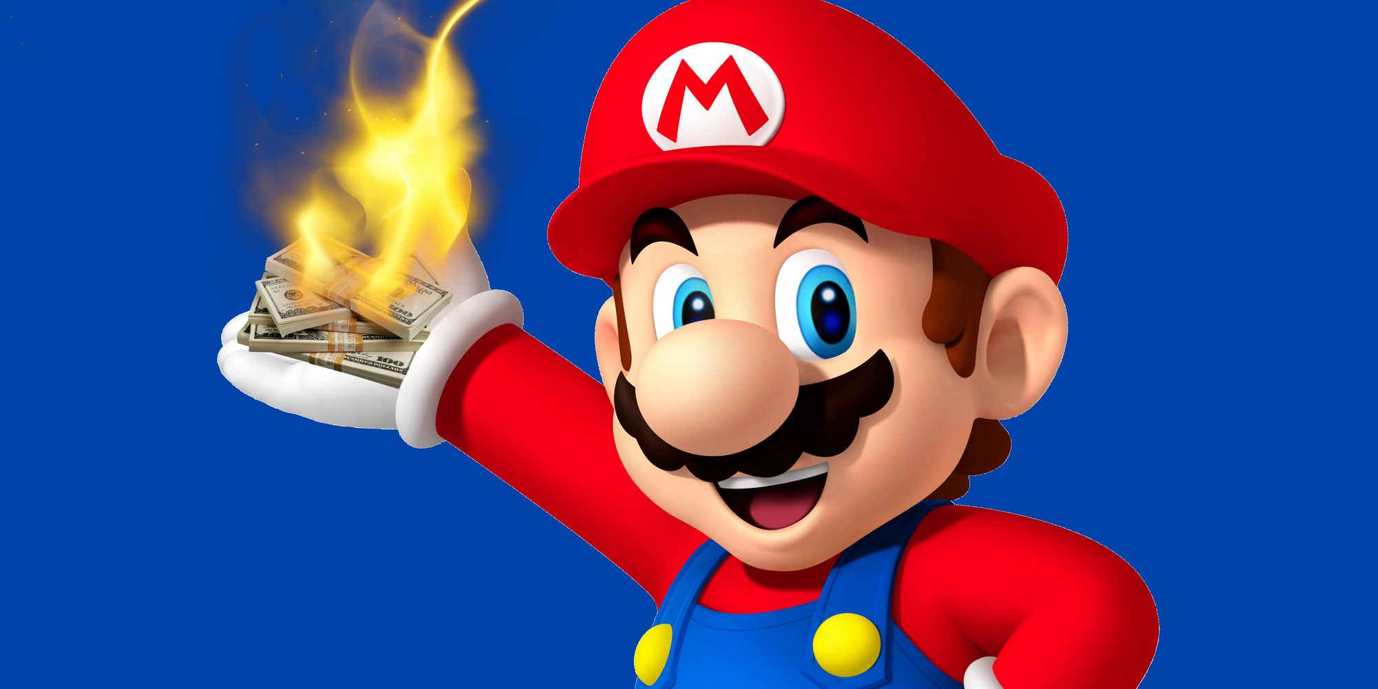 Mario burning money