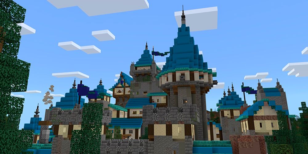 Minecraft Blue Kingdom Survival Spawn - view of the castle