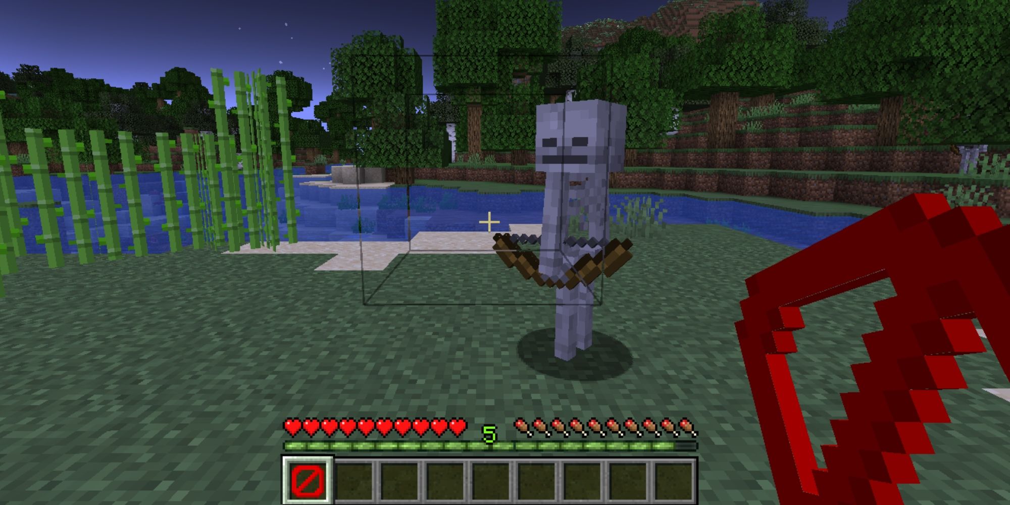 Minecraft Skeleton seen through invisble blocks, not attacking the player despite being in survival