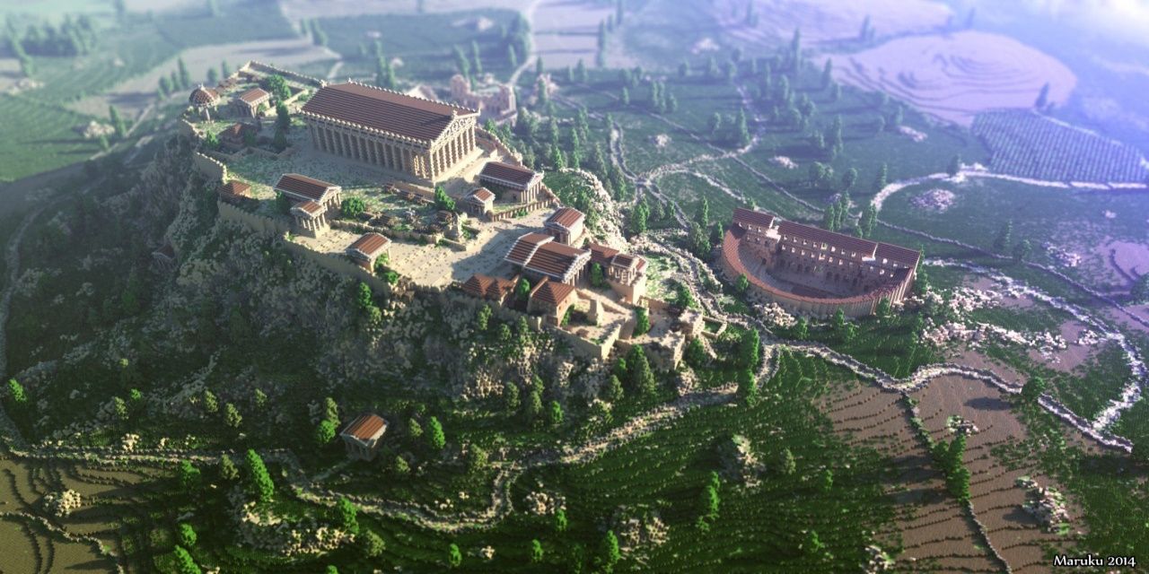 Overhead shot of Minecraft Athens Acropolis