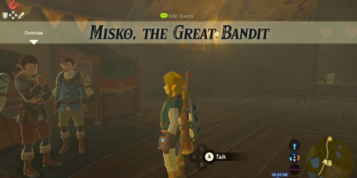 Link accepting the Misko quest in Breath of the Wild