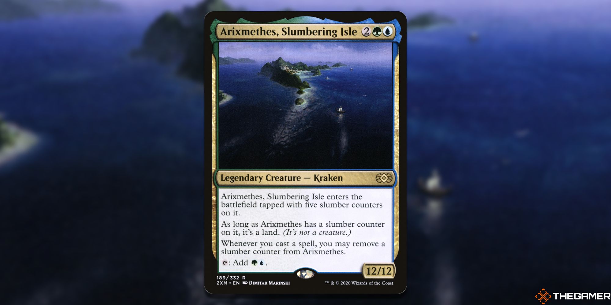 Image of the Arixmethes, Slumbering Isle card in Magic: The Gathering, with art by Dimitar Marinski