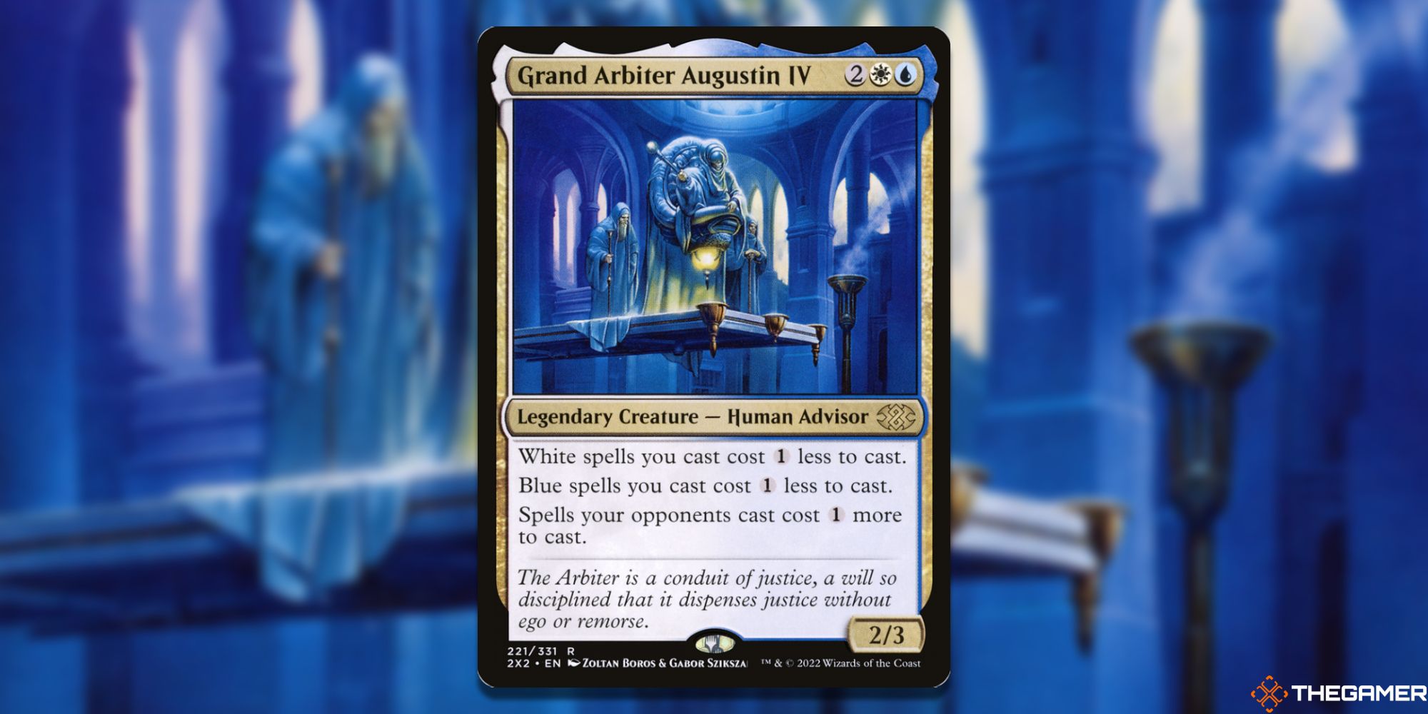 Image of the Grand Arbiter Augustin IV card in Magic: The Gathering, with art by Zoltan Boros & Gabor Sziksza