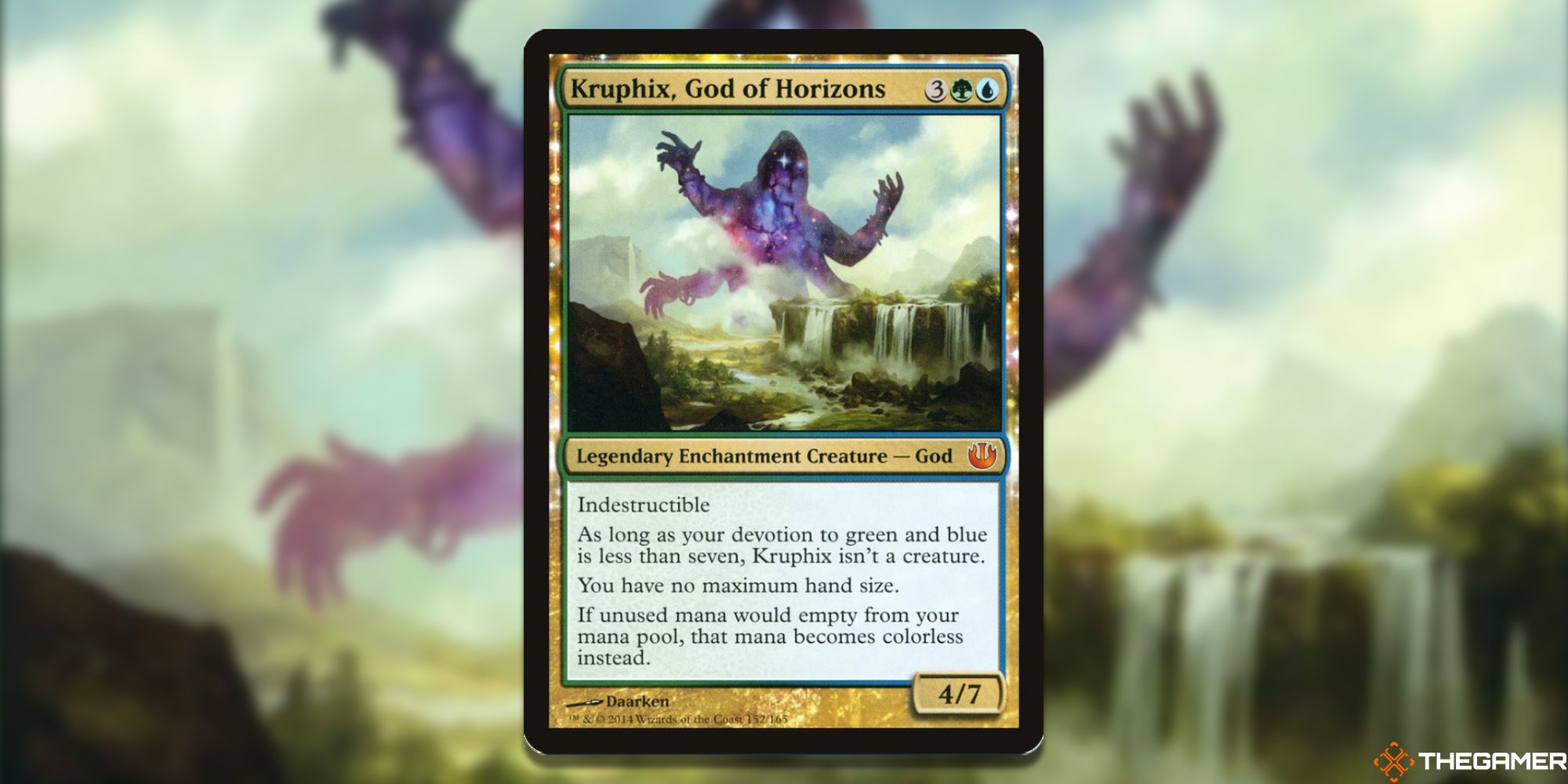 Image of the Kruphix, God of Horizons card in Magic: The Gathering, with art by Daarken