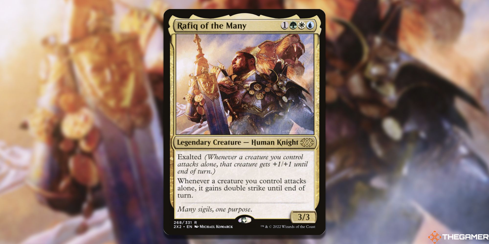 Image of the Rafiq of the Many  card in Magic: The Gathering, with art by Michael Komarck