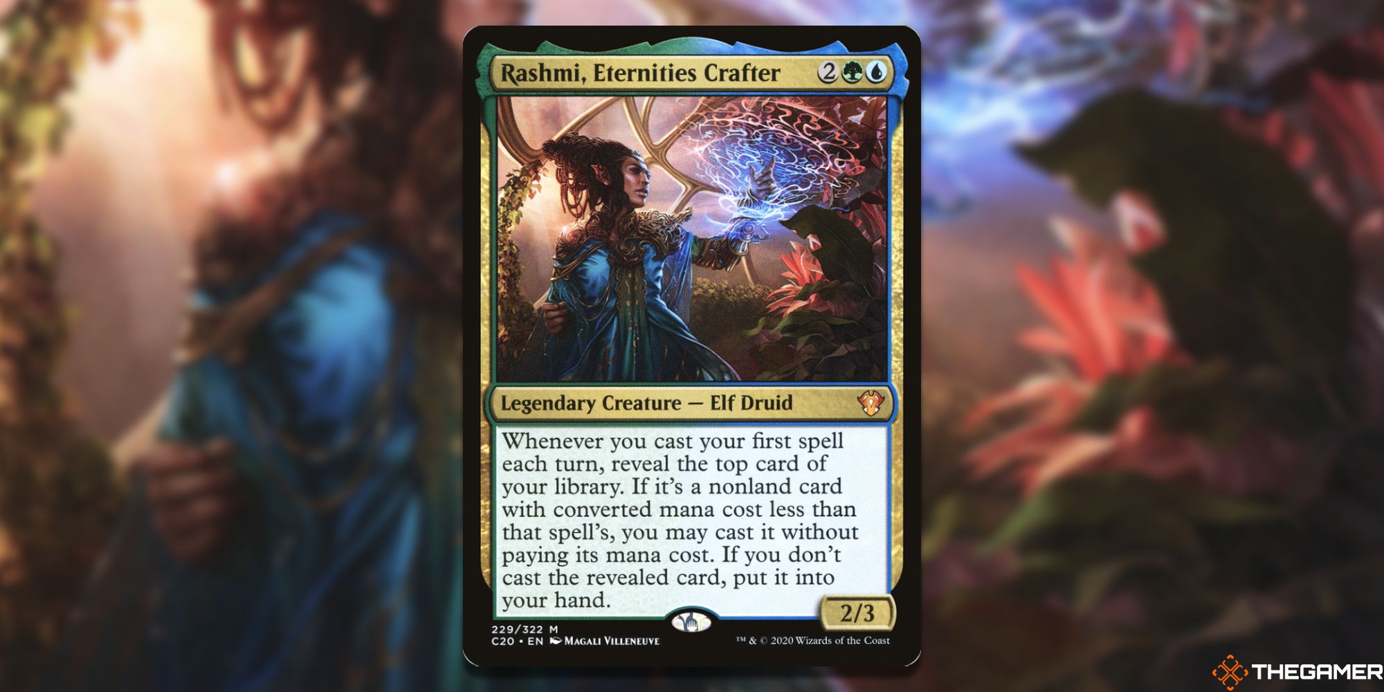 Image of the Rashmi, Eternities Crafter card in Magic: The Gathering, with art by Magali Villeneuve