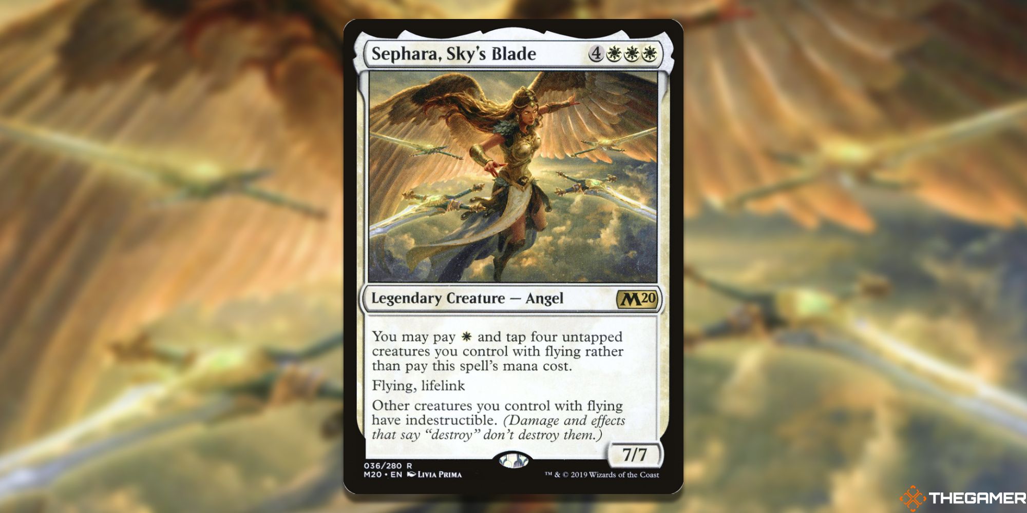 Image of Sephara, a Sky's Blade card in Magic: The Gathering, with artwork by Livia Prima