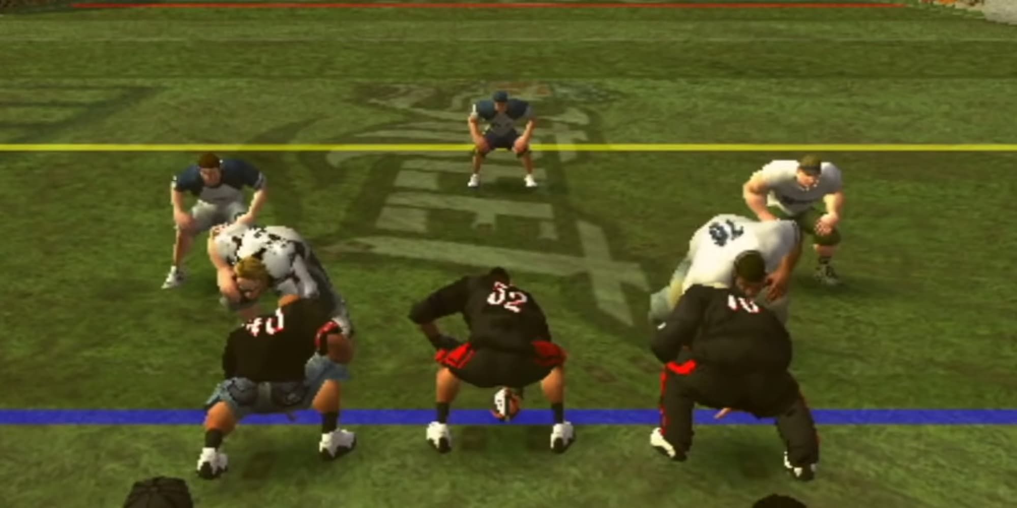 Two teams face off at the line of scrimmage on NFL Street.