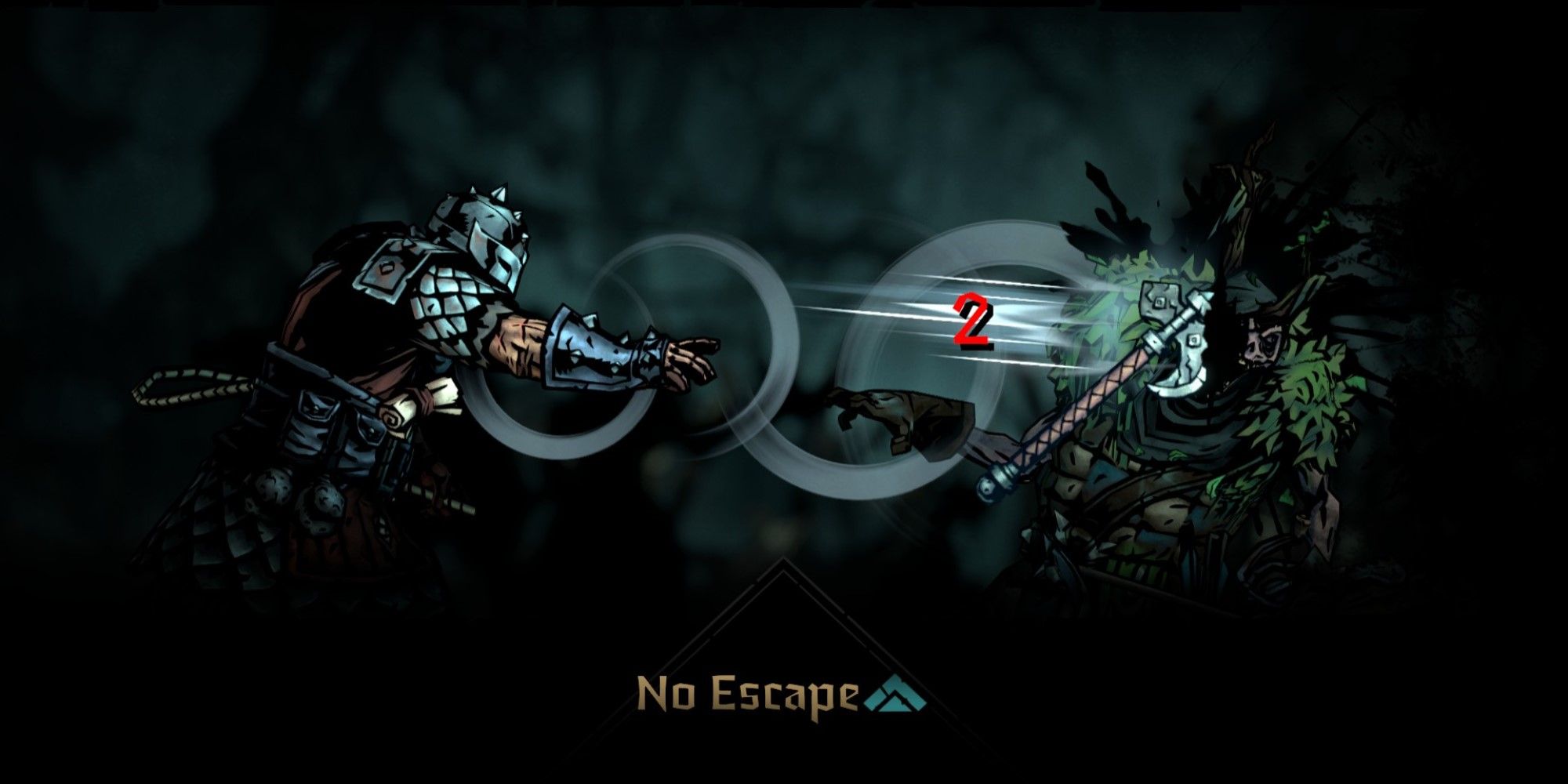 A screenshot of the No Escape Skill being used in Darkest Dungeon 2