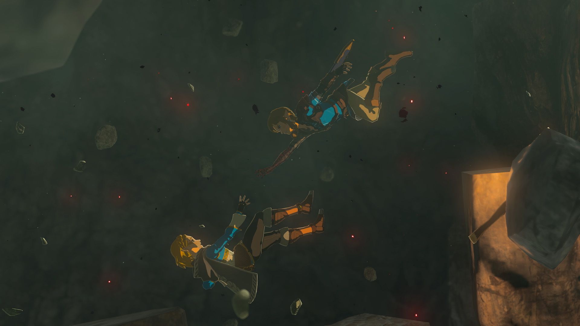 Link reaching to save Zelda in Tears of the Kingdom