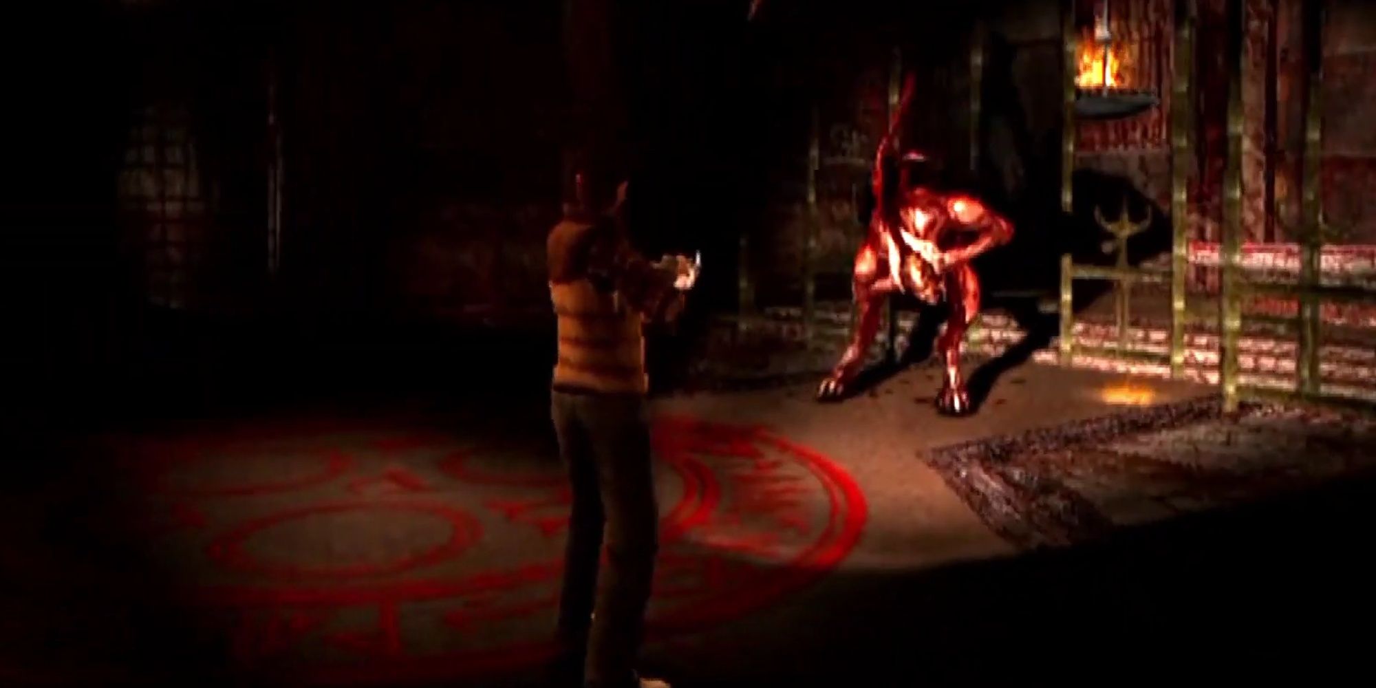 Silent Hill Origins: Travis Fighting The Demon Summoned By The Cult