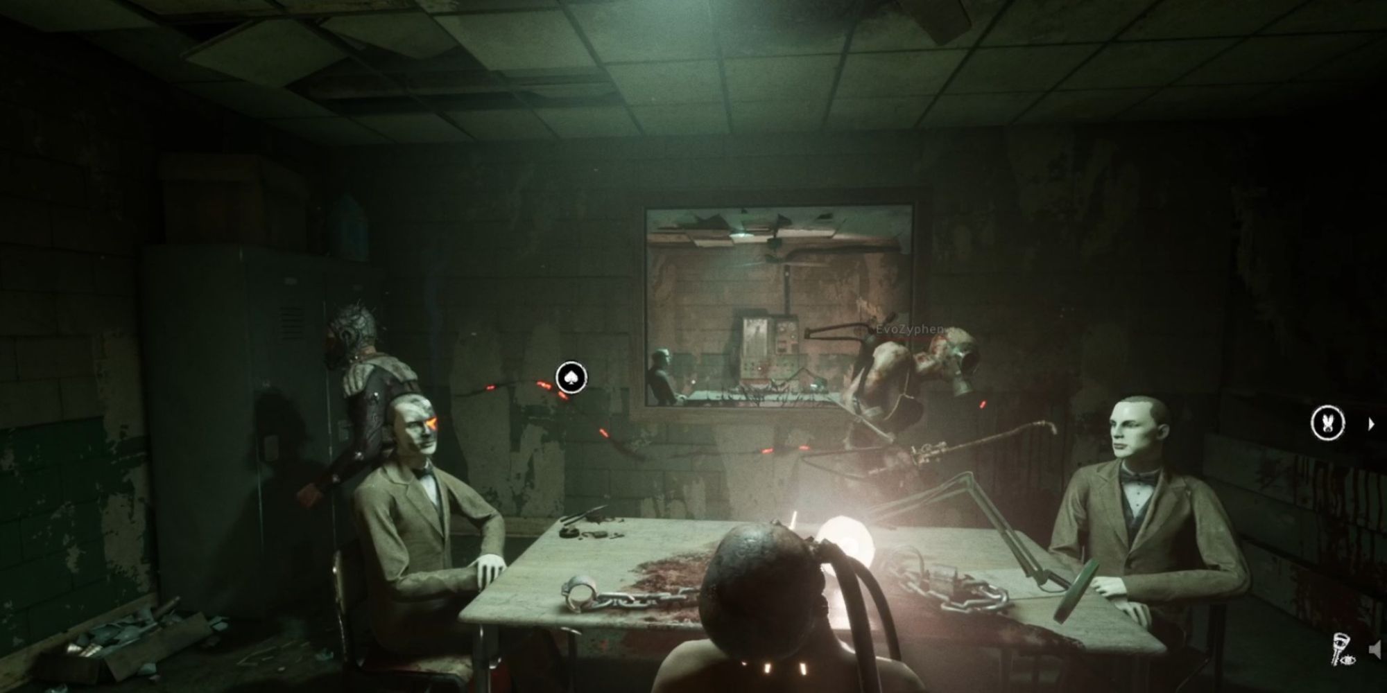 outlast trials two enemies in room with player going arouind table-1