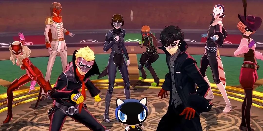 All the Phantom Thieves getting ready to fight in Sae's Palace