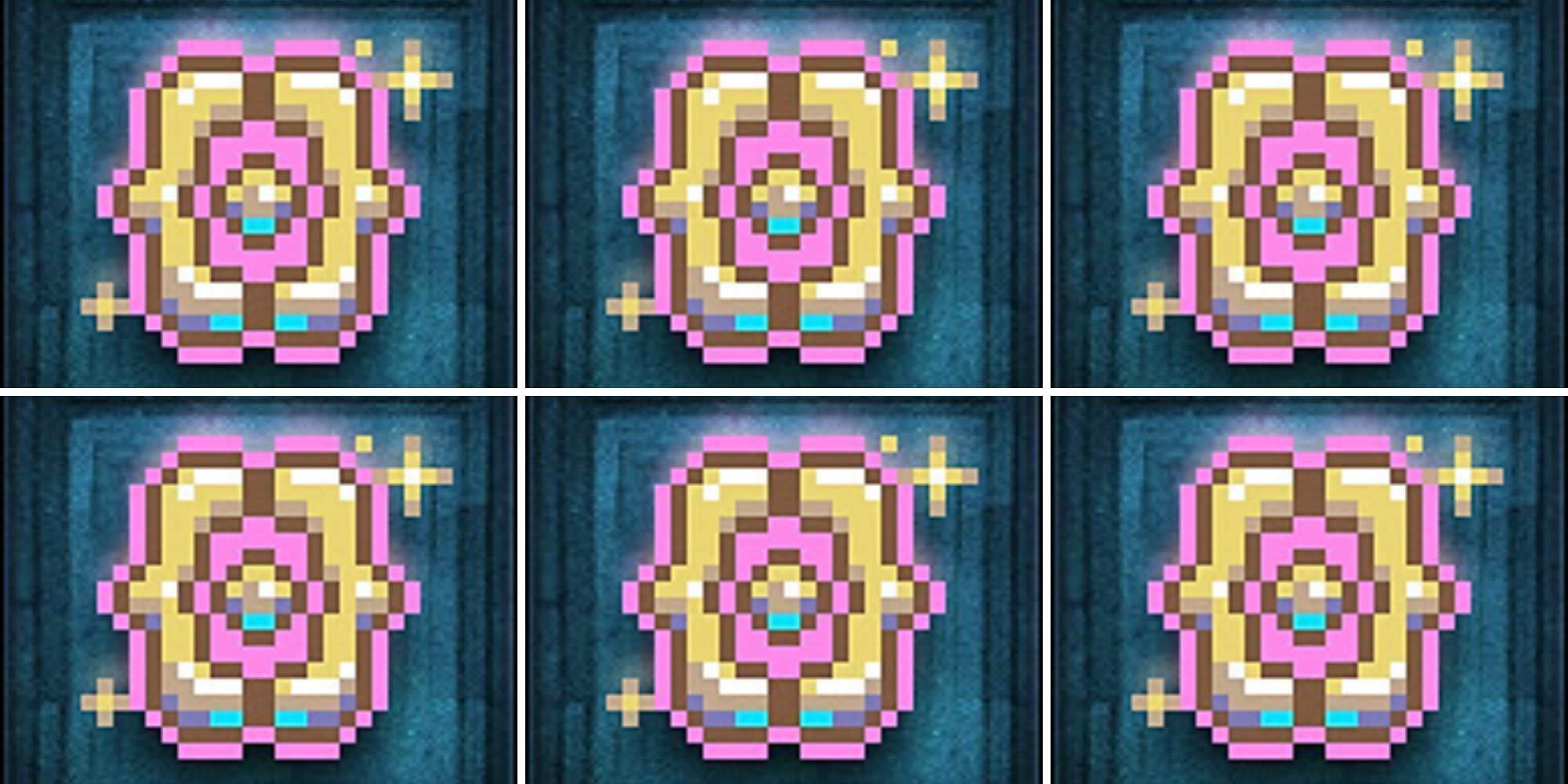 Repeating yellow and pink pattern of Pebcakes achievement icons.