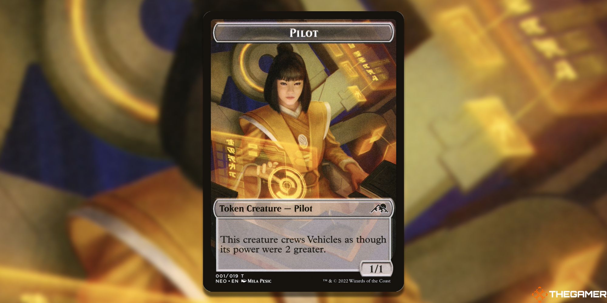 Image of the Pilot Token card in Magic: The Gathering, with art by Mila Pesic