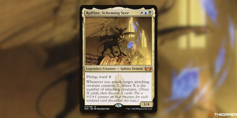     An image of the card Raffine, the Scheming Seer in Magic: The Gathering, with artwork by Johannes Voss