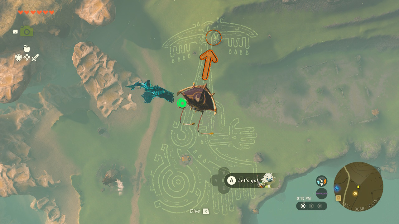 Link Glides Toward Right Tear Mark Of Rauru Geoglyph Eye