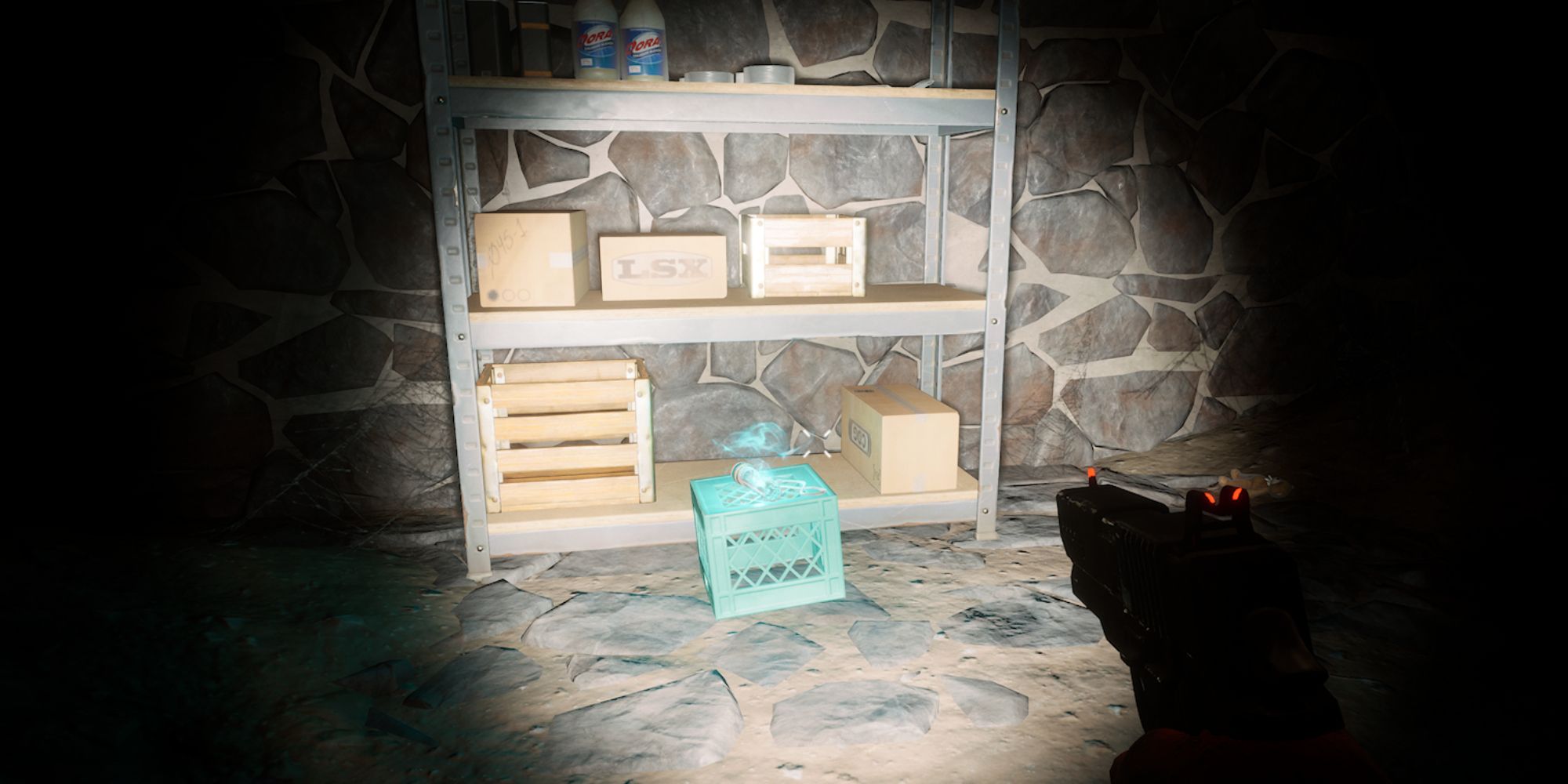 Redfall Screenshot Of Grave Lock On Crate In Basement