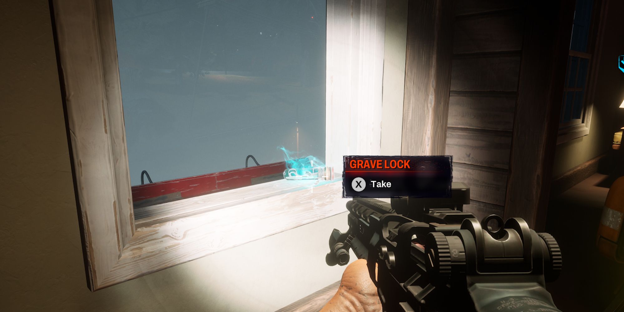 Redfall Screenshot Of Grave Lock On Window Frame
