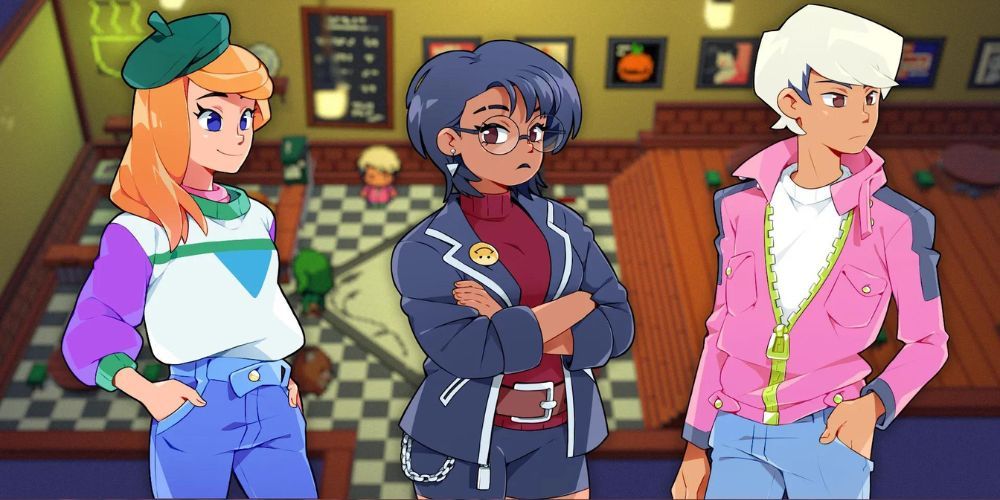 Kayleigh, Meredith stand beside each other at the cafe in Cassette Beasts