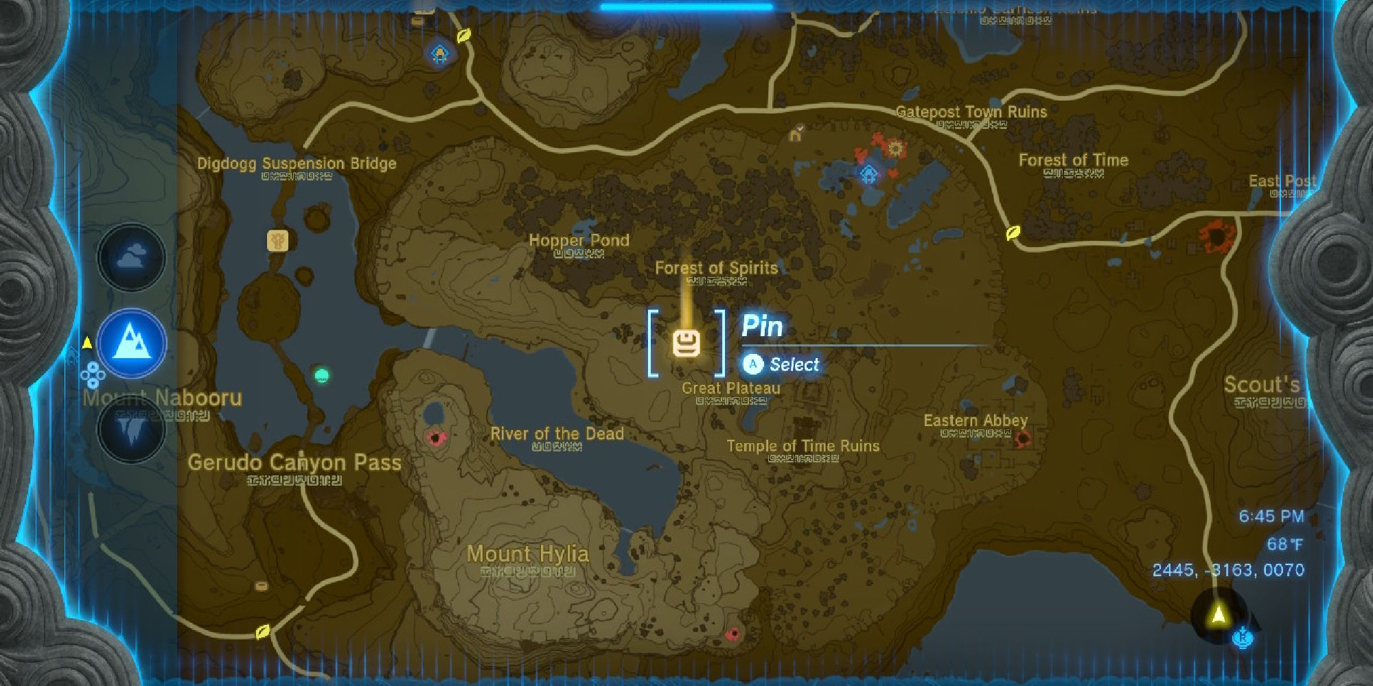 Shrine of Resurrection from Breath of the Wild shown on tears of the kingdom map